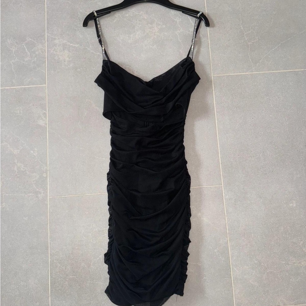Elegant Black Ruched Dress